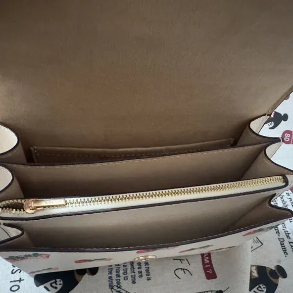 Coach Strawberry Print White Flap Shoulder Bag - Picture 4 of 9